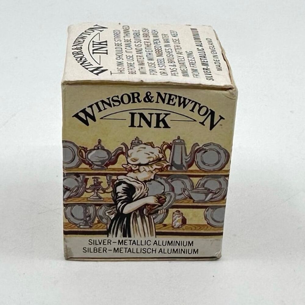 Vintage Winsor & Newton Drawing Ink Silver-Metallic Aluminium 1/2 fl oz 14 ml
